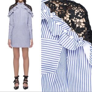 self portrait poplin lace shirt dress